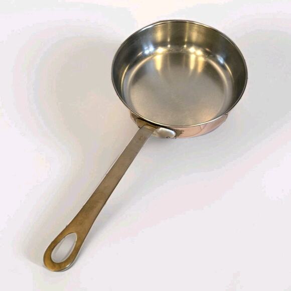 Tournus France Copper & Brass 9.75" x 2.75" Sauté/Sauce Pan 9" Handle EUC VTG - Picture 2 of 12